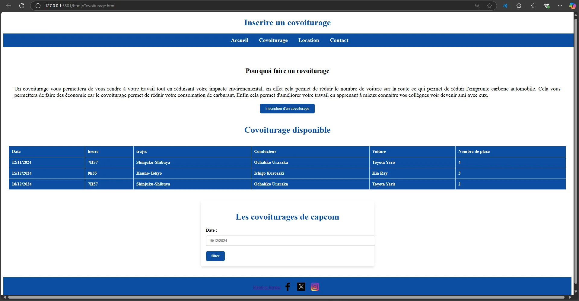 Page d'inscription